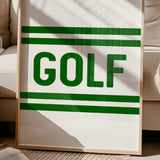 Golf Typography Striped White Art Print