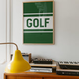 Golf Typography Striped Green Art Print
