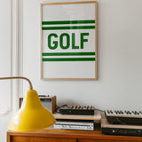Golf Typography Striped White Art Print