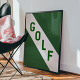 Golf Diagonal Banner Typography Art Print