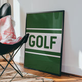 Golf Typography Striped Green Art Print