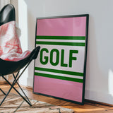 Golf Striped Green and Pink Art Print