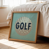 Retro Golf Ball Art Print Dusty Blue