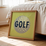 Retro Golf Ball Art Print Lemon Yellow