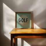 Retro Golf Ball Art Print Dusty Blue