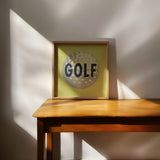 Retro Golf Ball Art Print Lemon Yellow