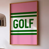 Golf Striped Green and Pink Art Print