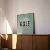 Retro Golf Ball Art Print Dusty Blue