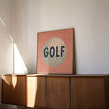 Retro Golf Ball Art Print Salmon Pink