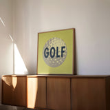 Retro Golf Ball Art Print Lemon Yellow