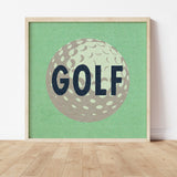 Retro Golf Ball Art Print Mint Green