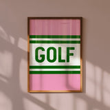 Golf Striped Green and Pink Art Print