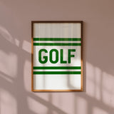 Golf Typography Striped White Art Print